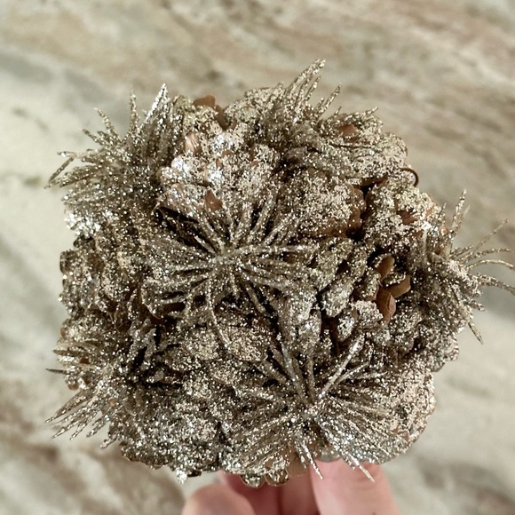 Silver Glitter Decorative Pinecone Acorn - Holiday Christmas Decor - Picture 7 of 9